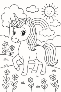 Ausmalbild Einhorn 1 zum Ausdrucken