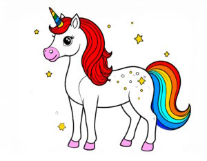 Ausmalbild Einhorn 3 ausgemalt