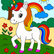 Ausmalbild Einhorn 1 ausgemalt